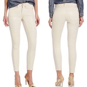 7 For All Mankind Gwenevere Cream Gold Skinny Jeans 26